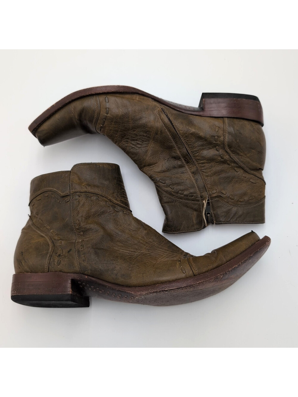 VTG Old Gringo Boot Star Cowboy Boots Men 12 D Leather Handcrafted Ankle Zip